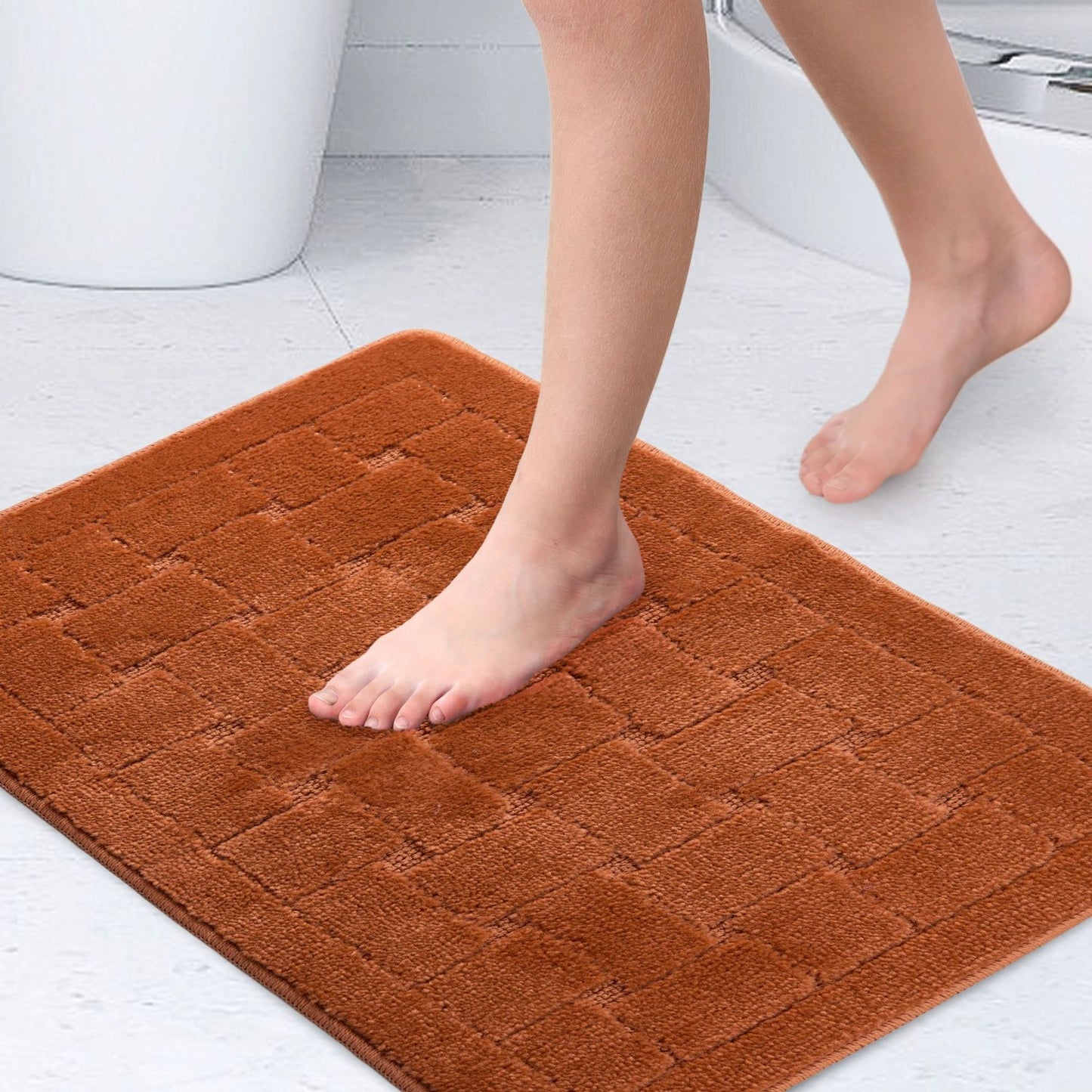 Orkney Burnt Orange Crosshatch Bath Mat