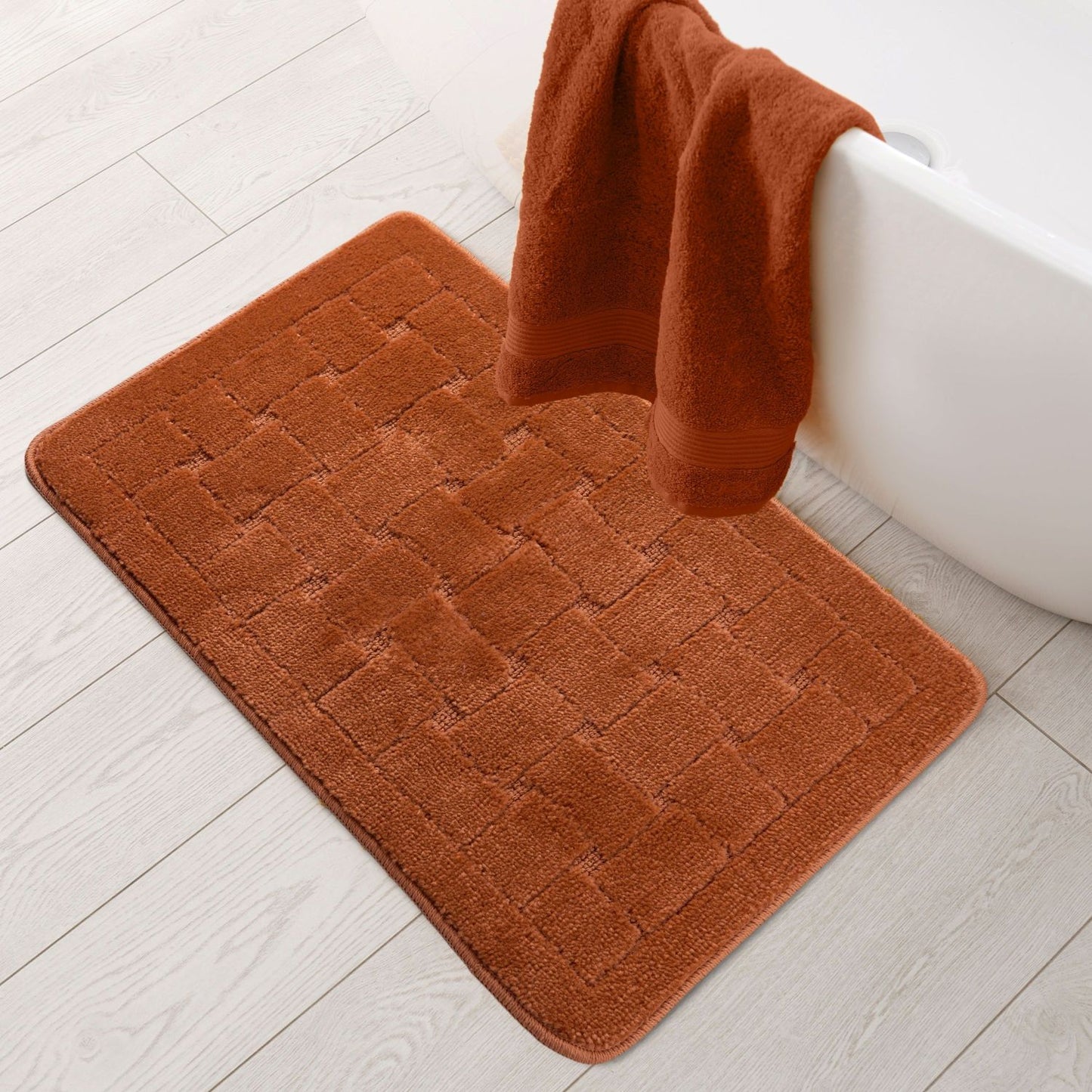 Orkney Burnt Orange Crosshatch Bath Mat