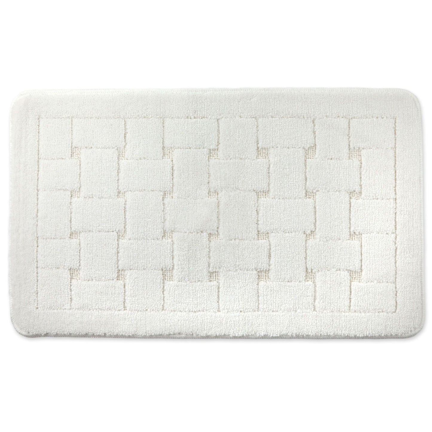 Orkney White Crosshatch Bath Mat