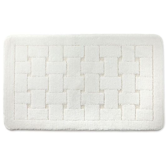 Orkney White Crosshatch Bath Mat