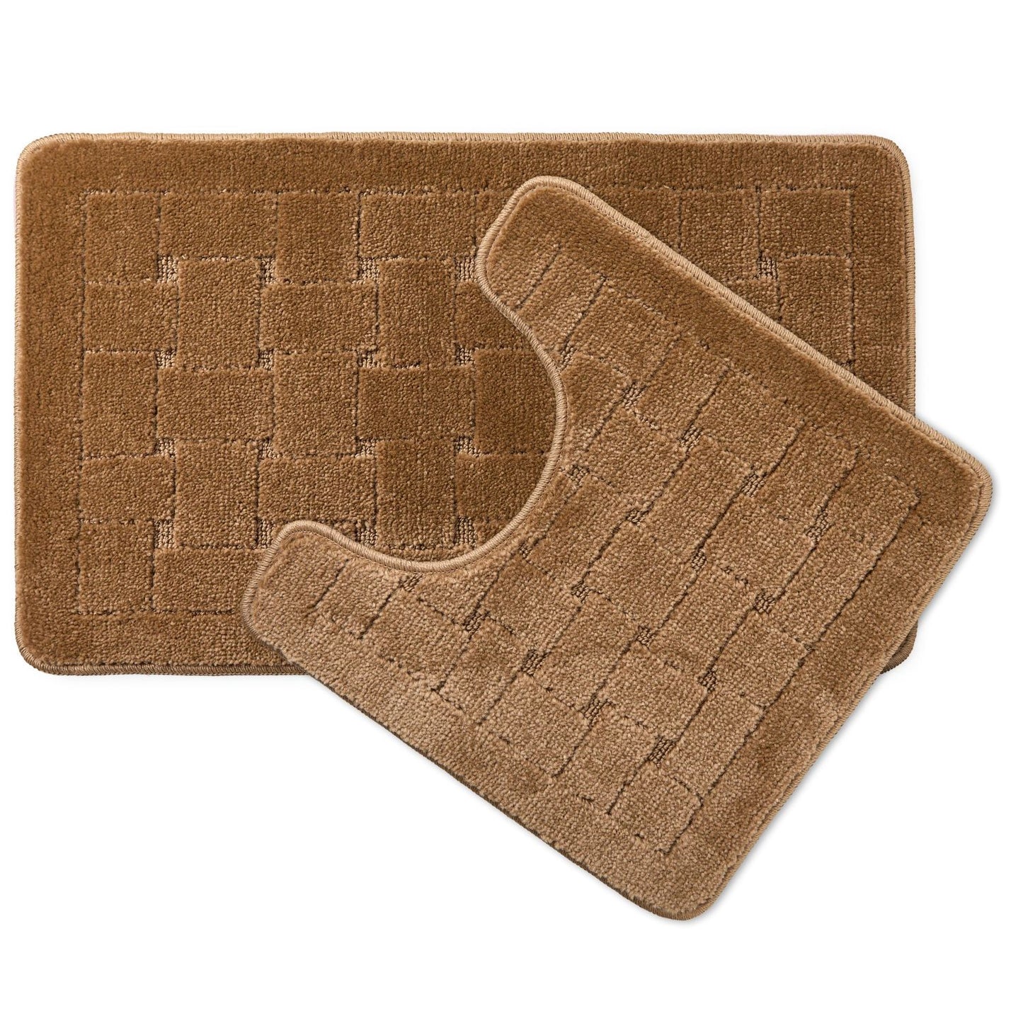 Orkney Beige Crosshatch 2 Piece Bath Mat Set