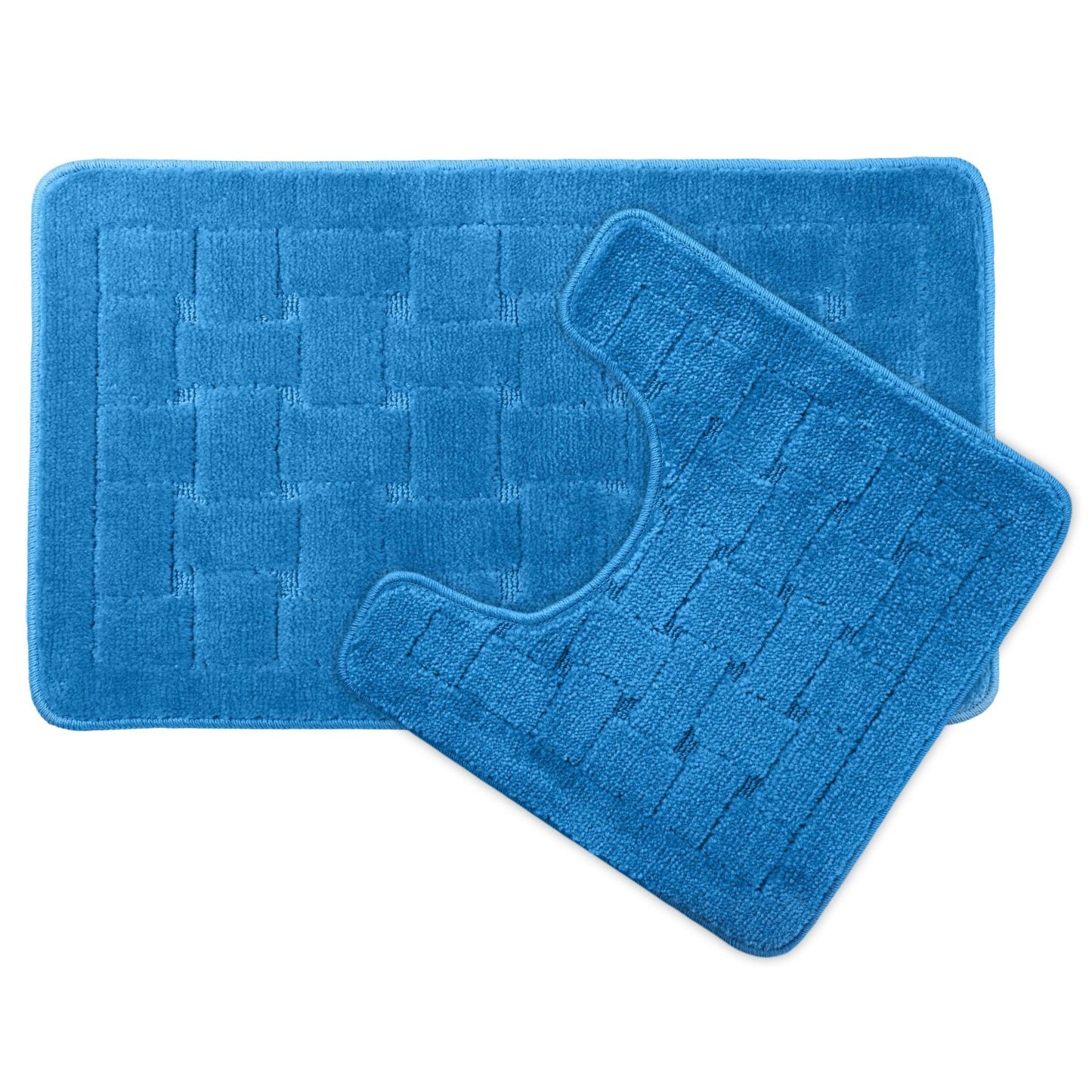 Orkney Blue Crosshatch 2 Piece Bath Mat Set