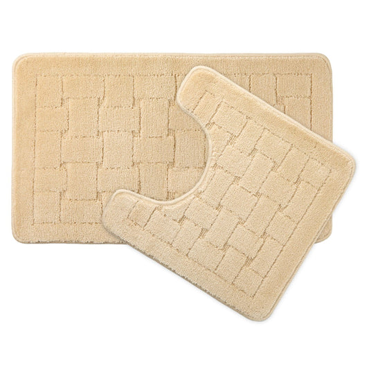 Orkney Cream Crosshatch 2 Piece Bath Mat Set