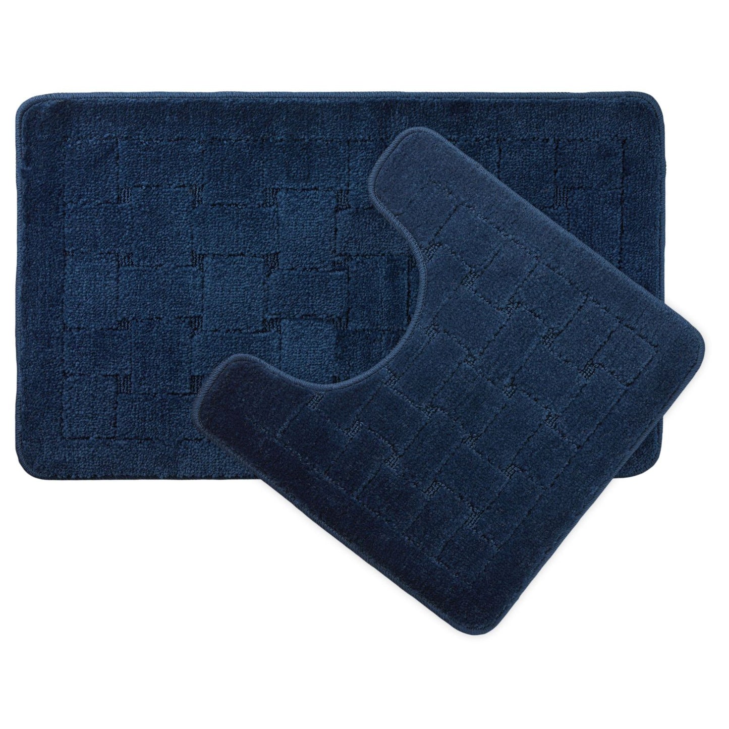 Orkney Navy Blue Crosshatch 2 Piece Bath Mat Set