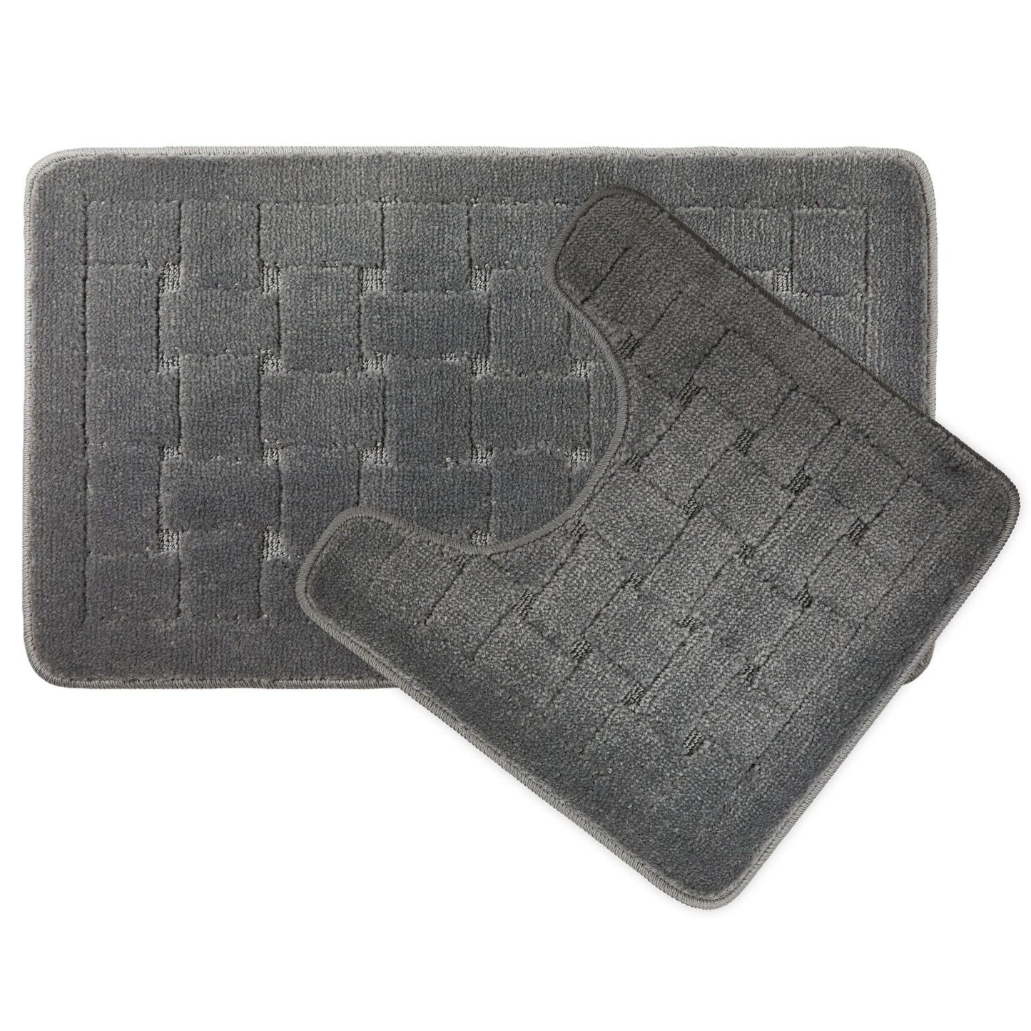 Orkney Grey Crosshatch 2 Piece Bath Mat Set