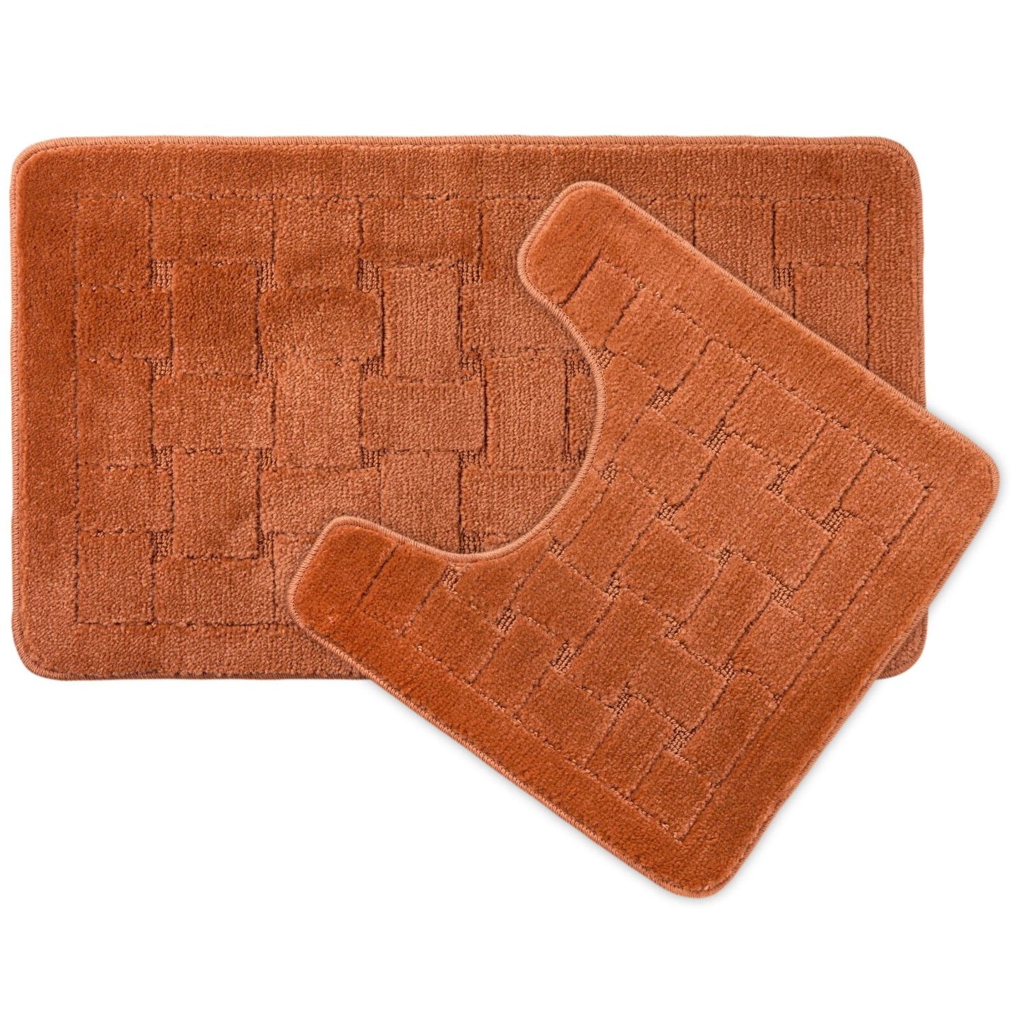 Orkney Burnt Orange Crosshatch 2 Piece Bath Mat Set