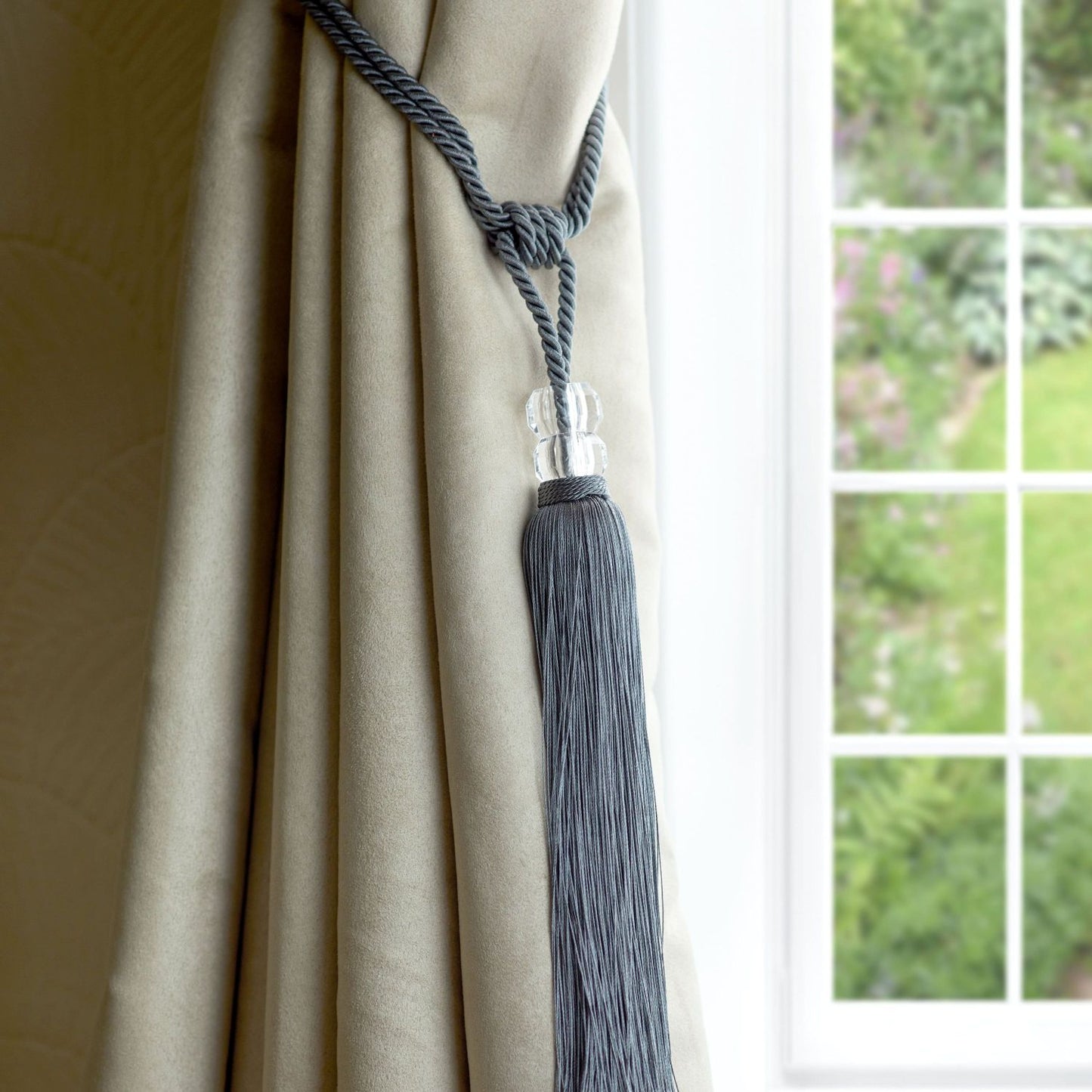 Orla Charcoal Grey Curtain Tieback Pair