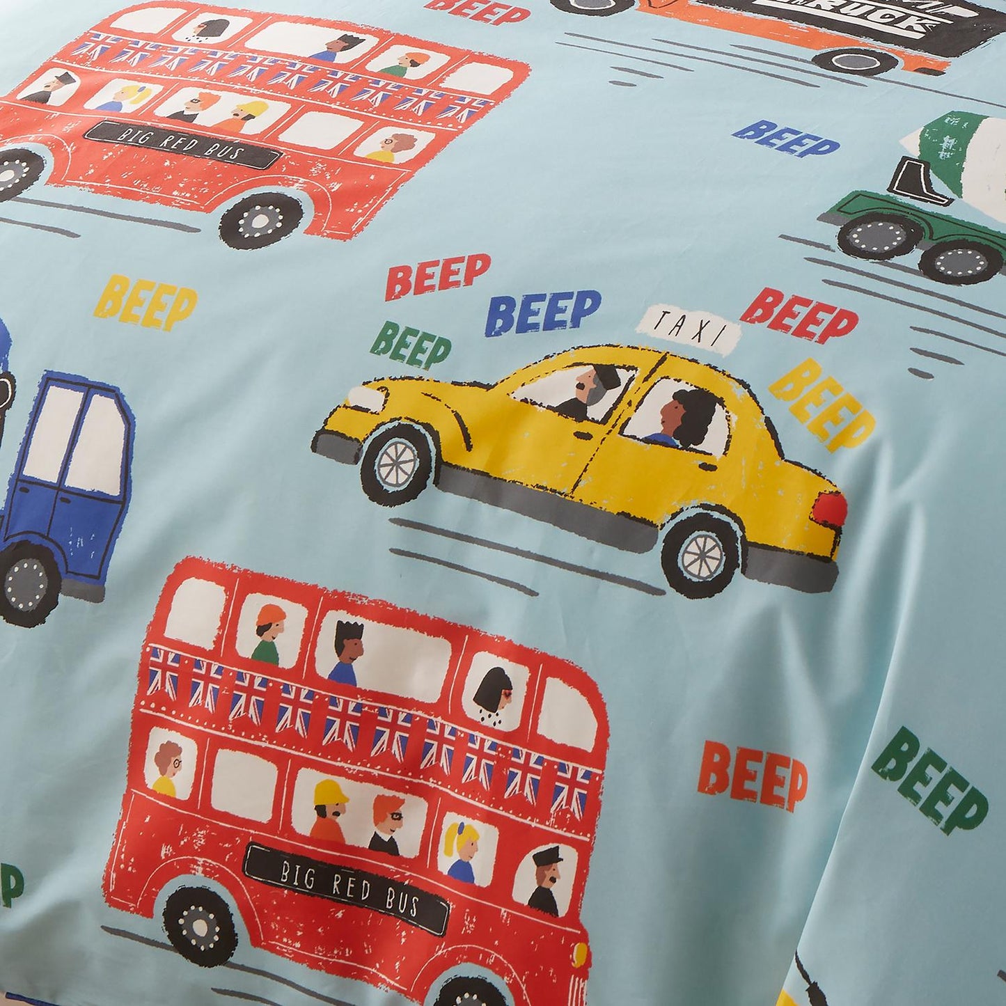 On The Move Blue Easy Care Kids Duvet Set