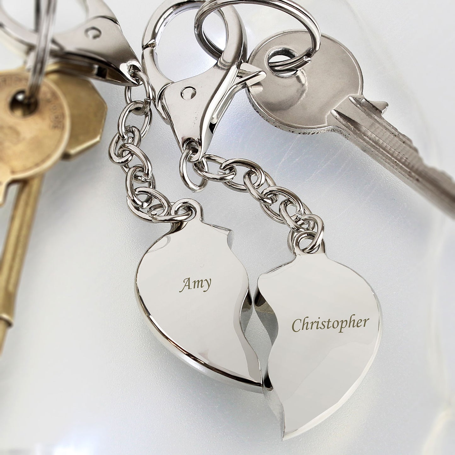 Personalised Two Hearts Key Chain