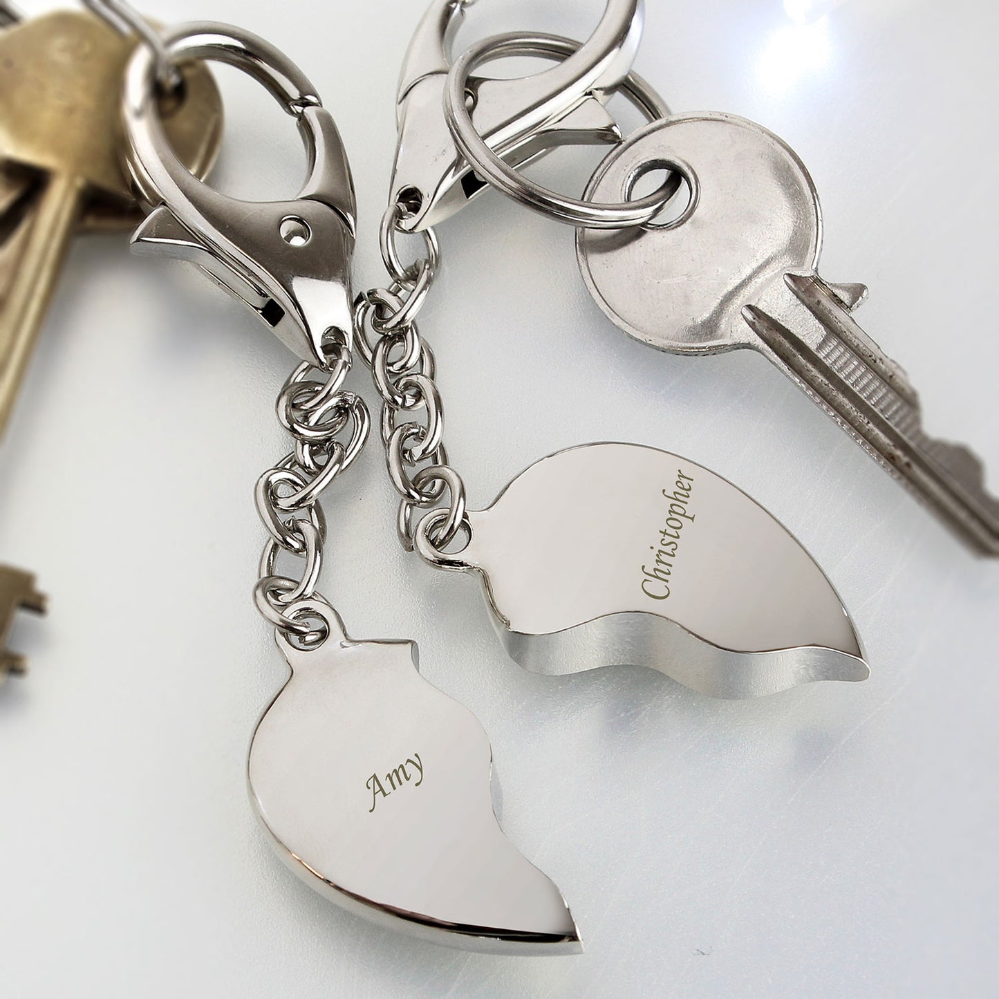 Personalised Two Hearts Key Chain