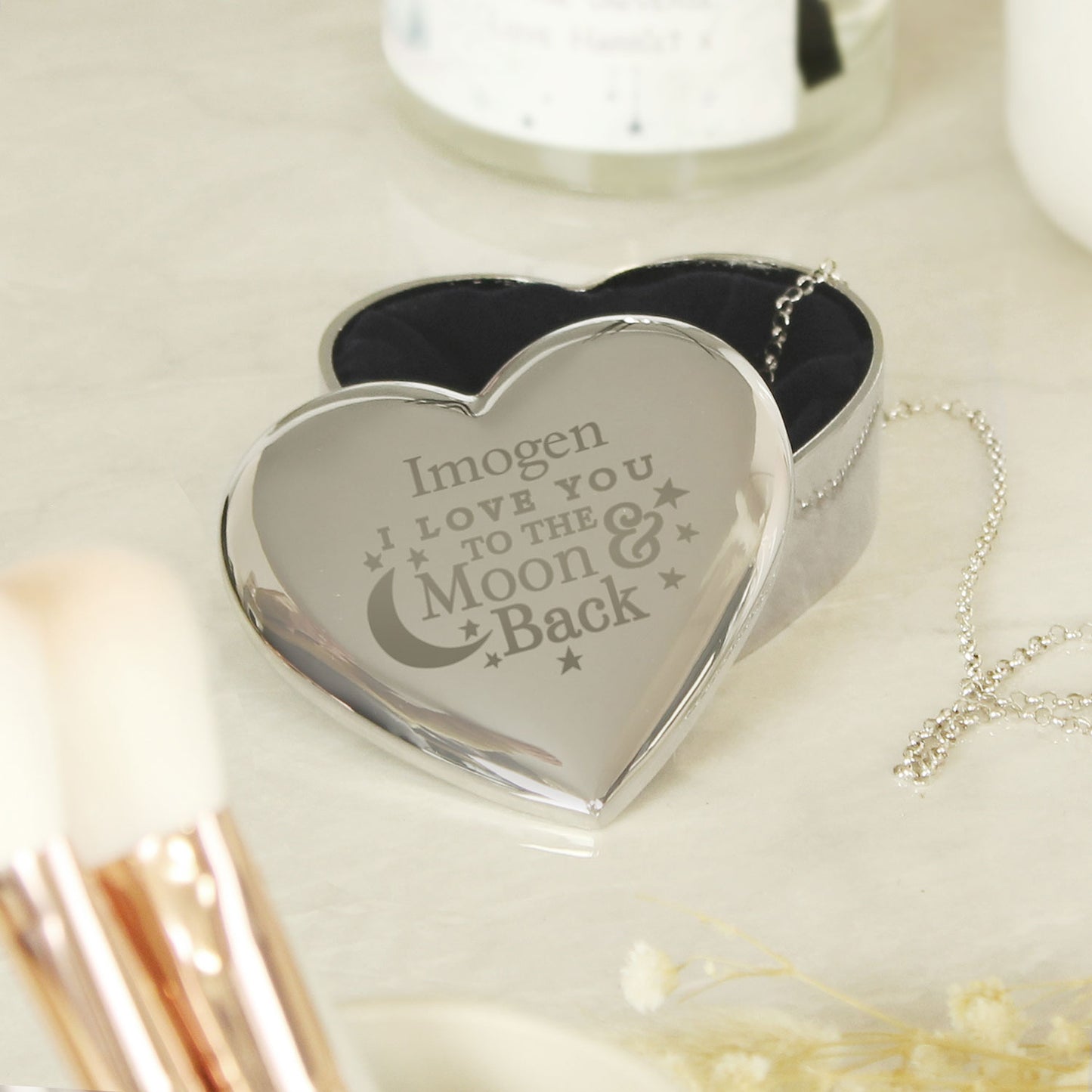 Personalised "Love You to the Moon & Back" Heart Trinket Box