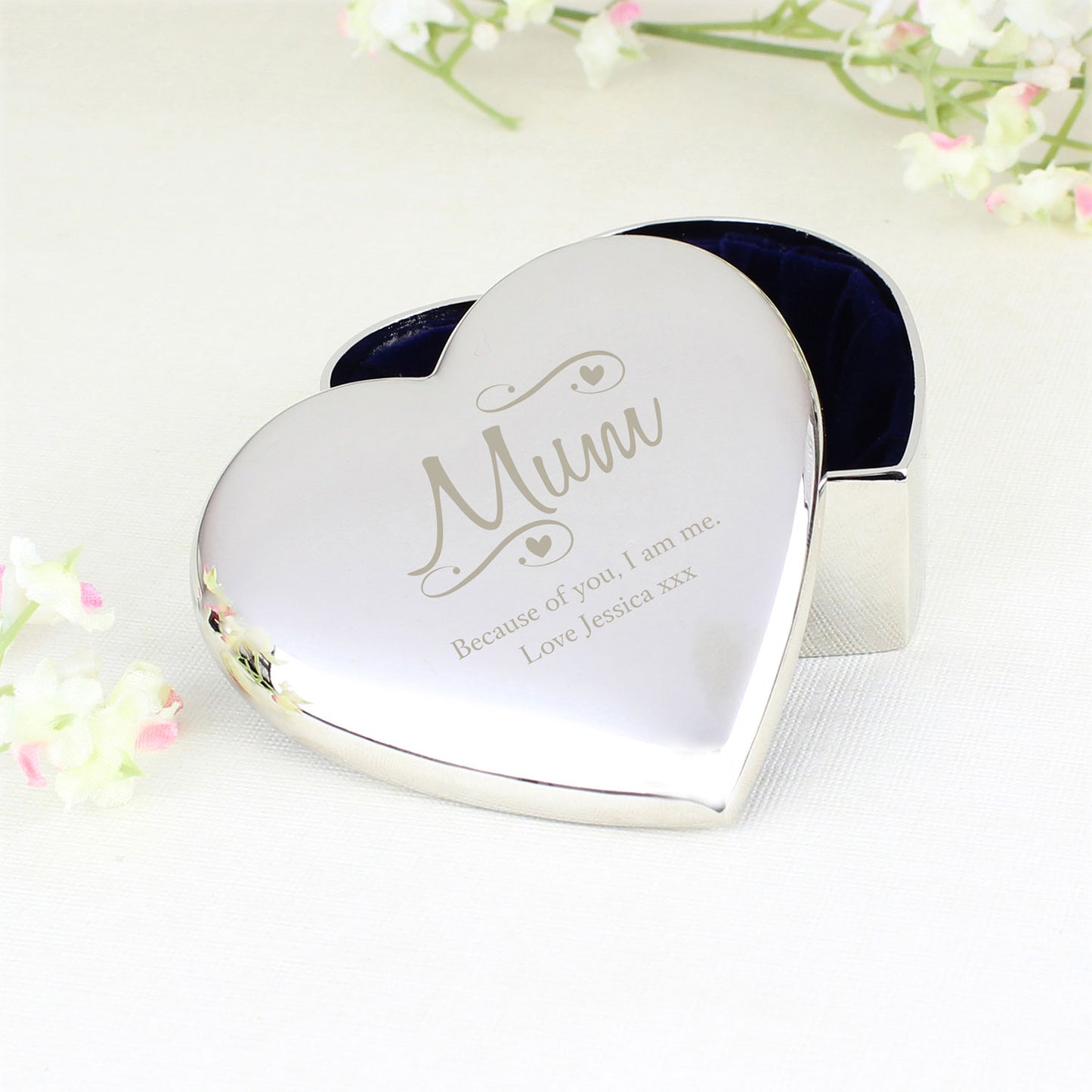 Personalised Heart Shaped Trinket Box for Mum