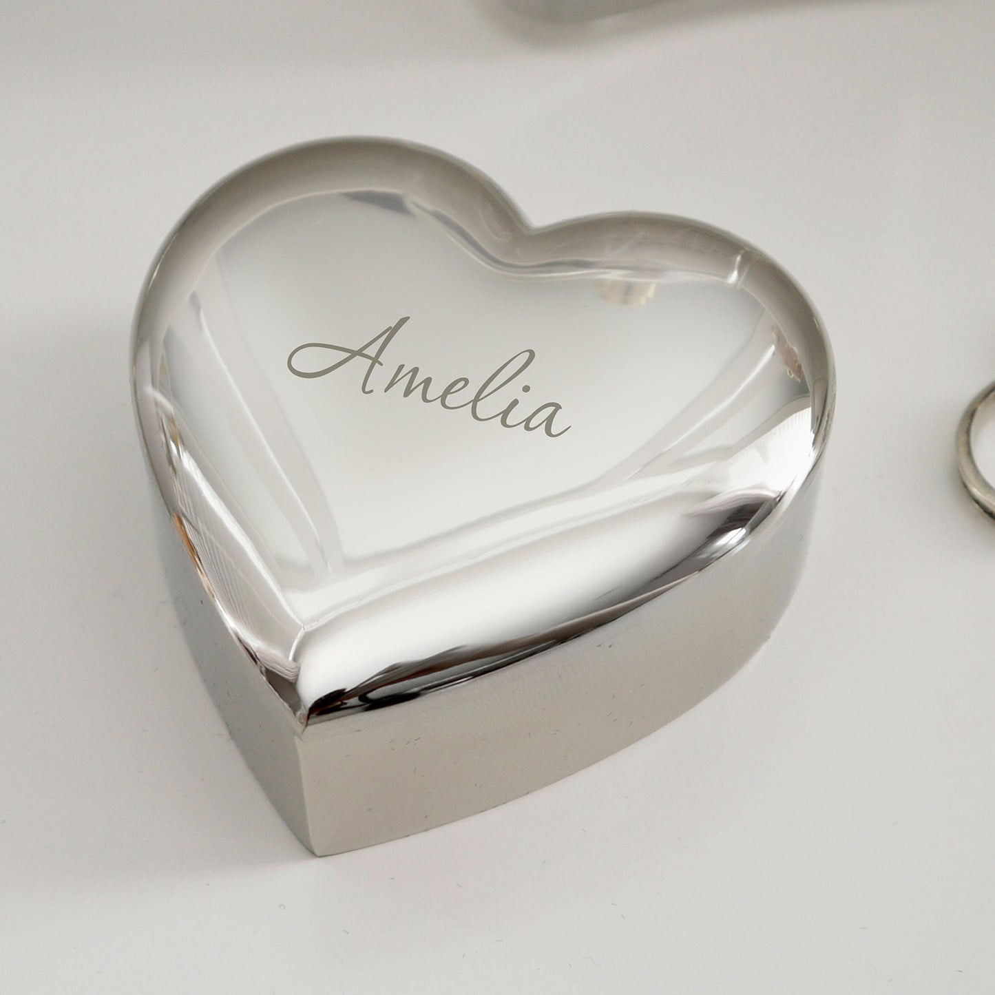 Personalised Silver Heart Trinket Box