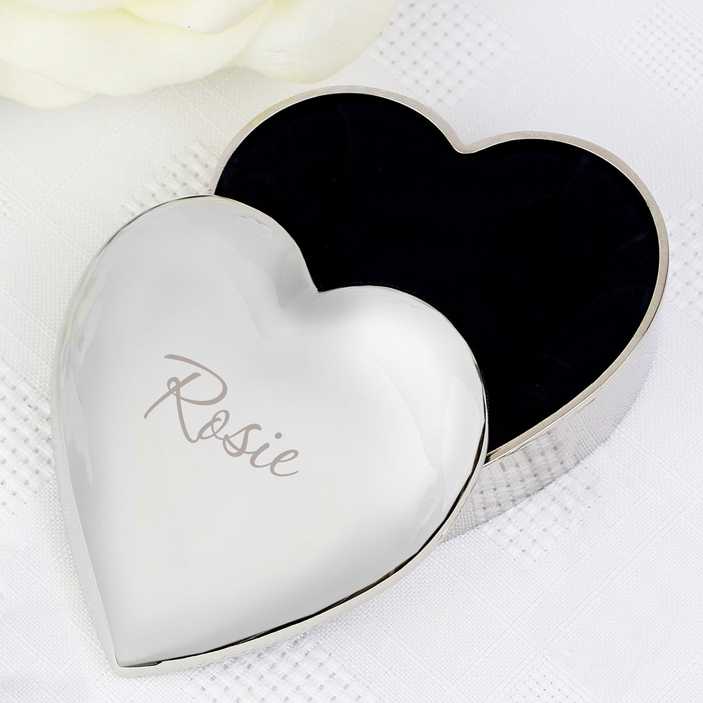 Personalised Silver Heart Trinket Box