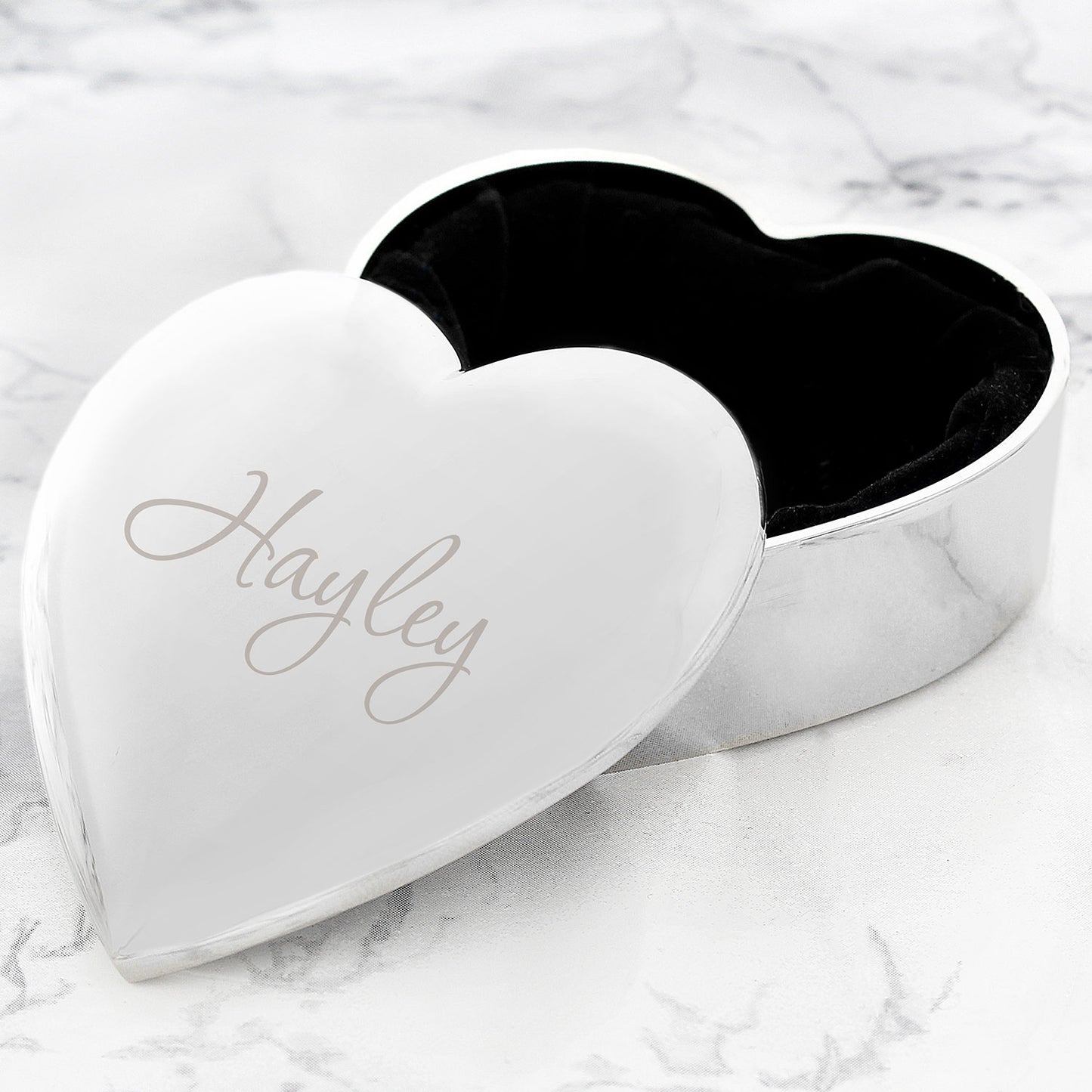 Personalised Silver Heart Trinket Box