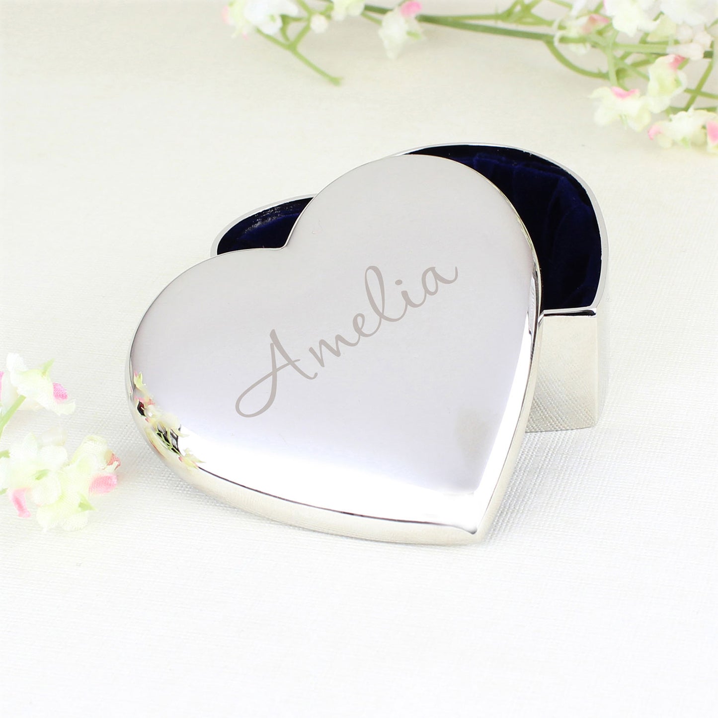 Personalised Silver Heart Trinket Box