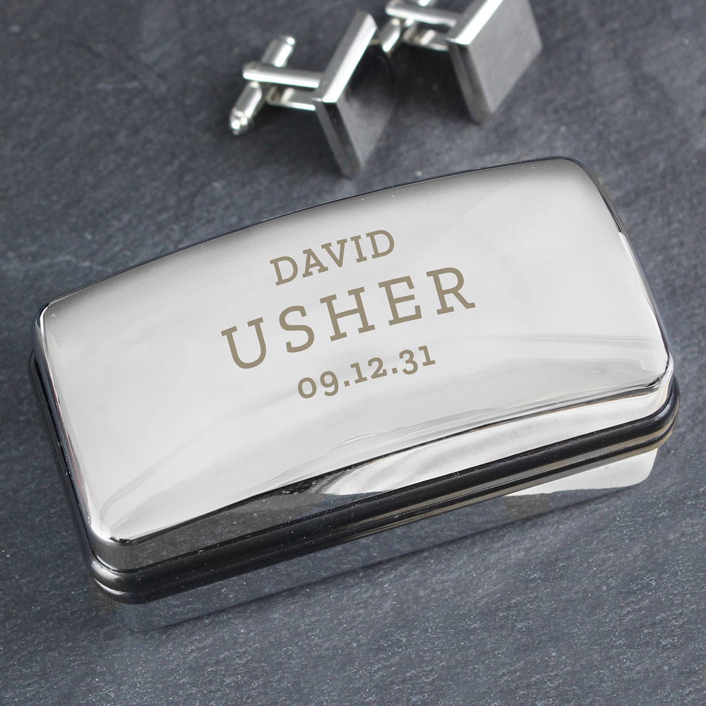 Personalised Chrome Cufflink Box