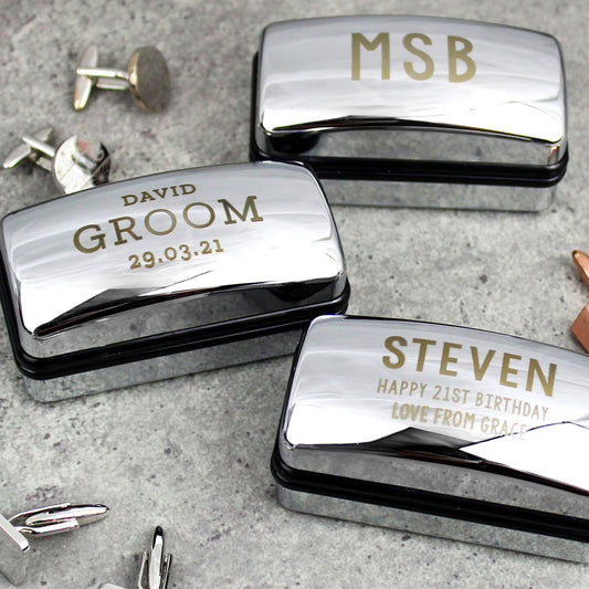 Personalised Chrome Cufflink Box