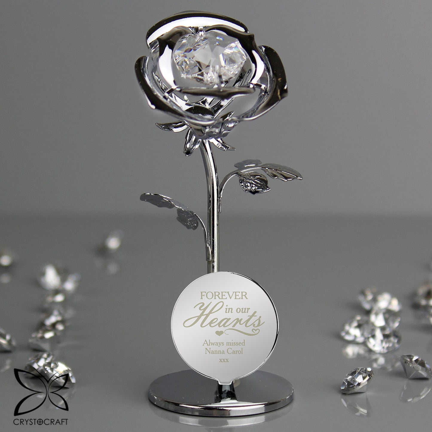 Personalised Forever in Our Hearts Memorial Rose Ornament