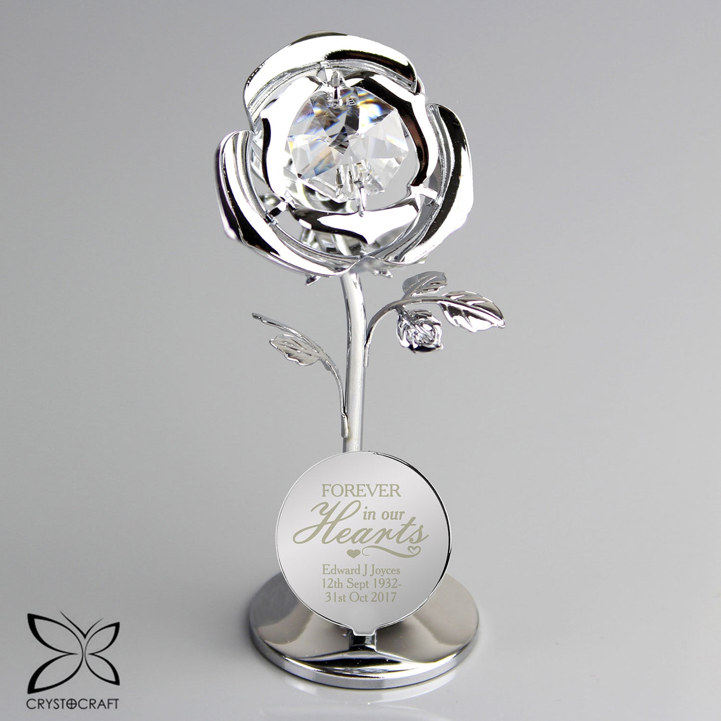 Personalised Forever in Our Hearts Memorial Rose Ornament