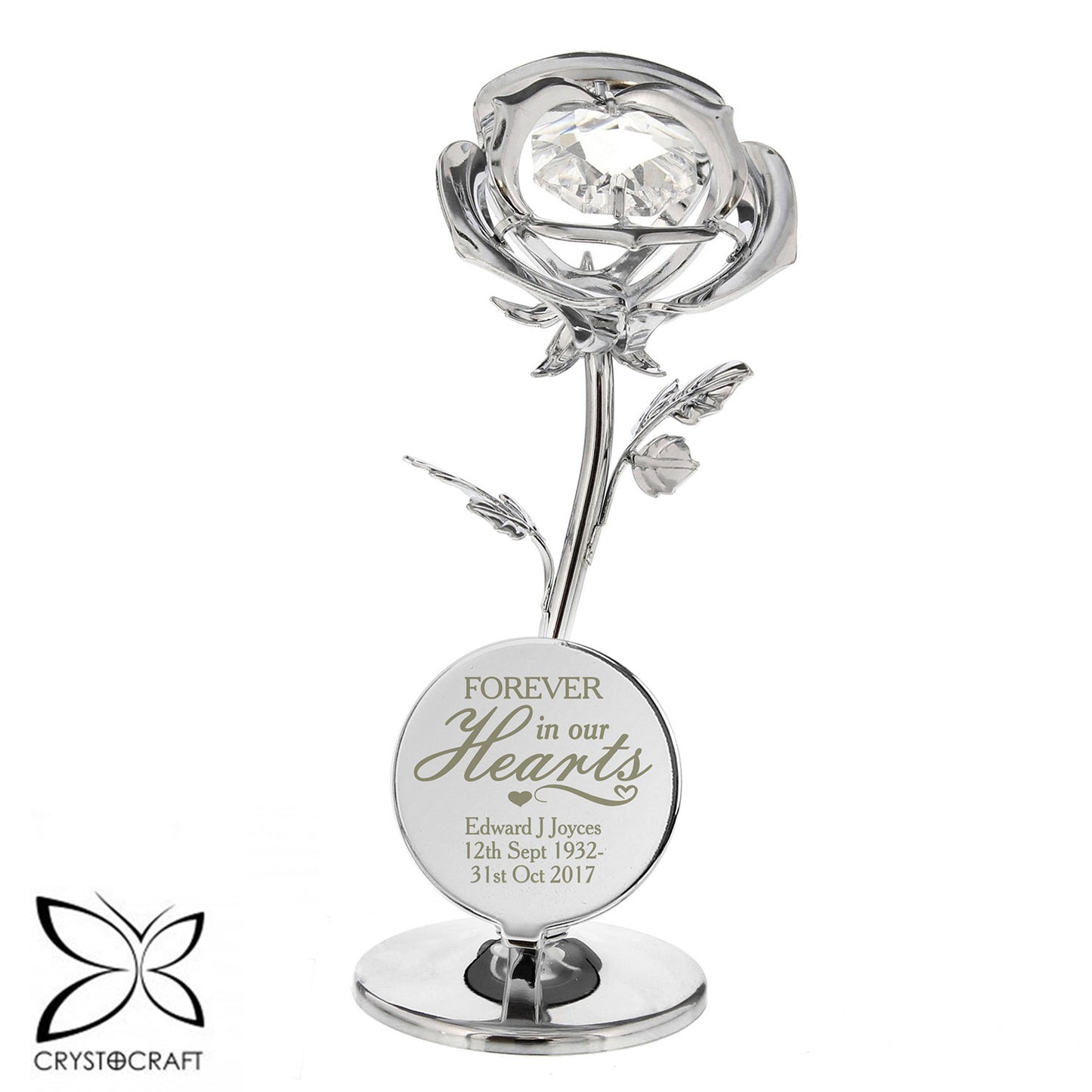 Personalised Forever in Our Hearts Memorial Rose Ornament