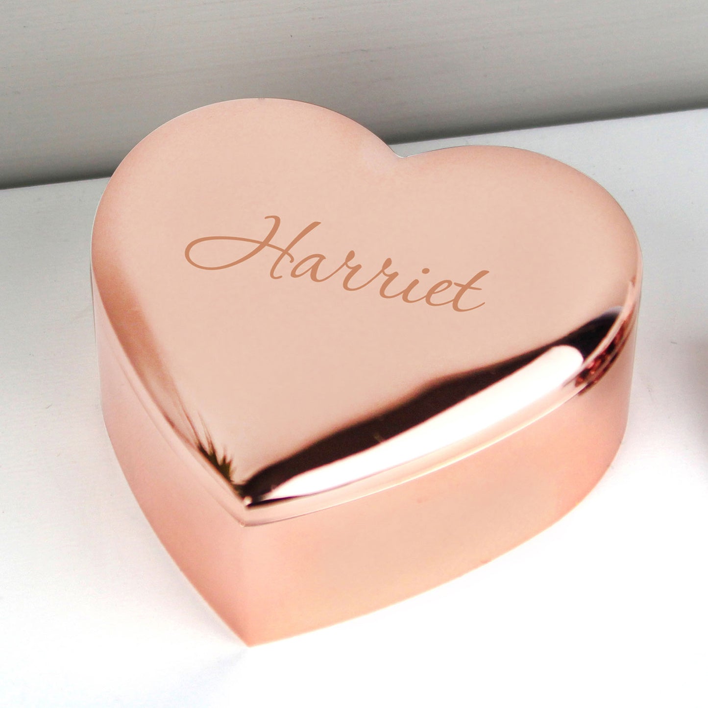 Personalised Name Rose Gold Heart Shaped Trinket Box