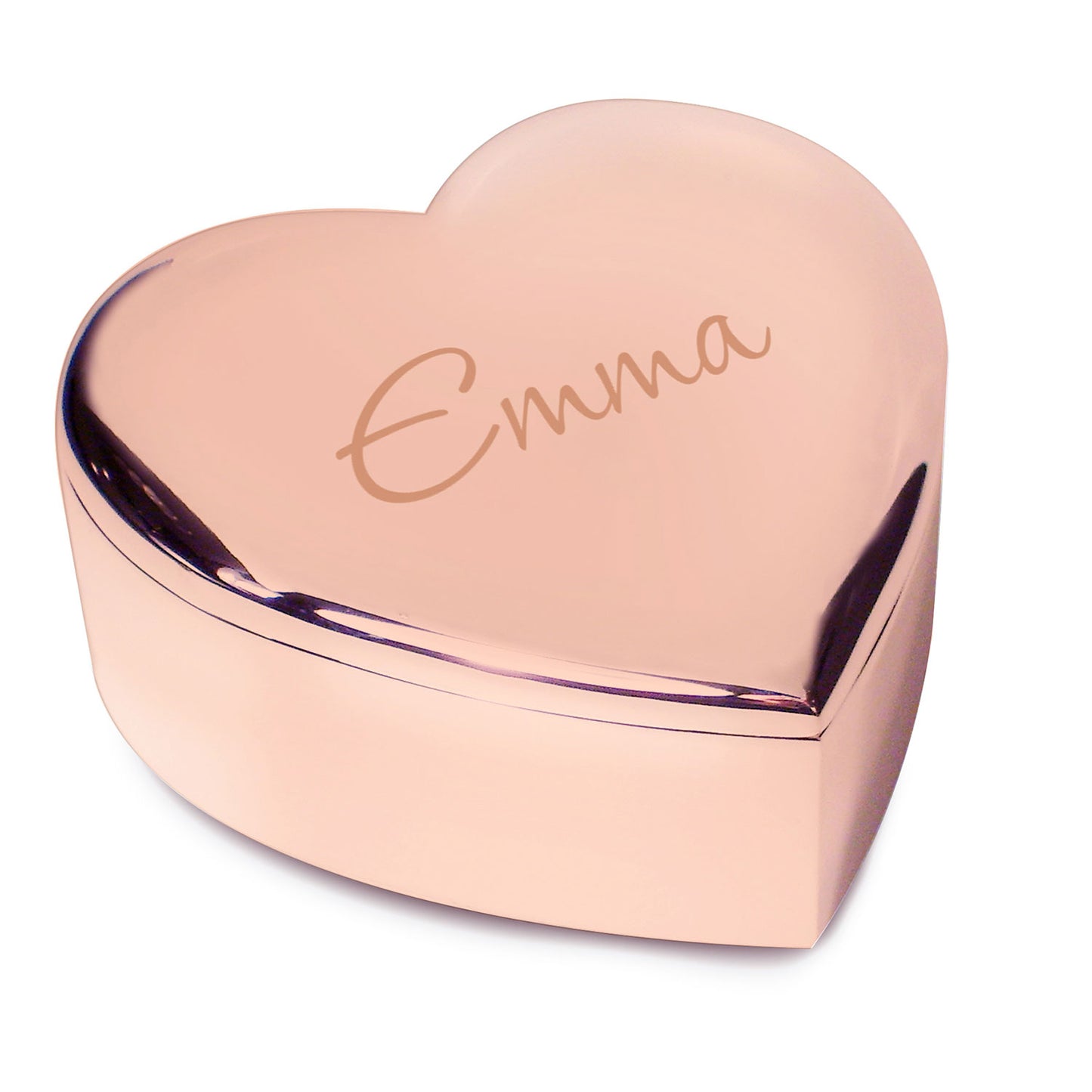 Personalised Name Rose Gold Heart Shaped Trinket Box