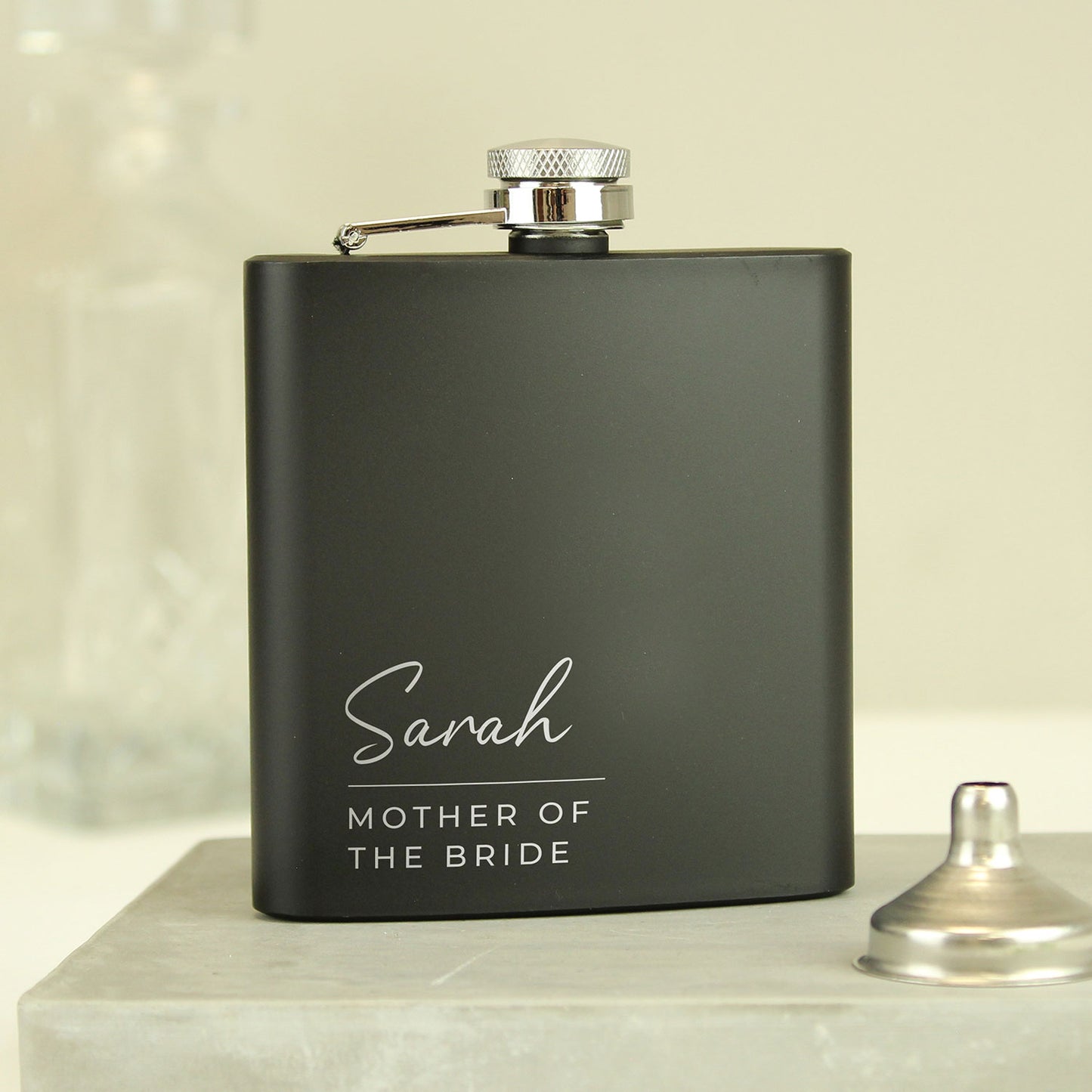 Personalised Black Stainless Steel Hip Flask