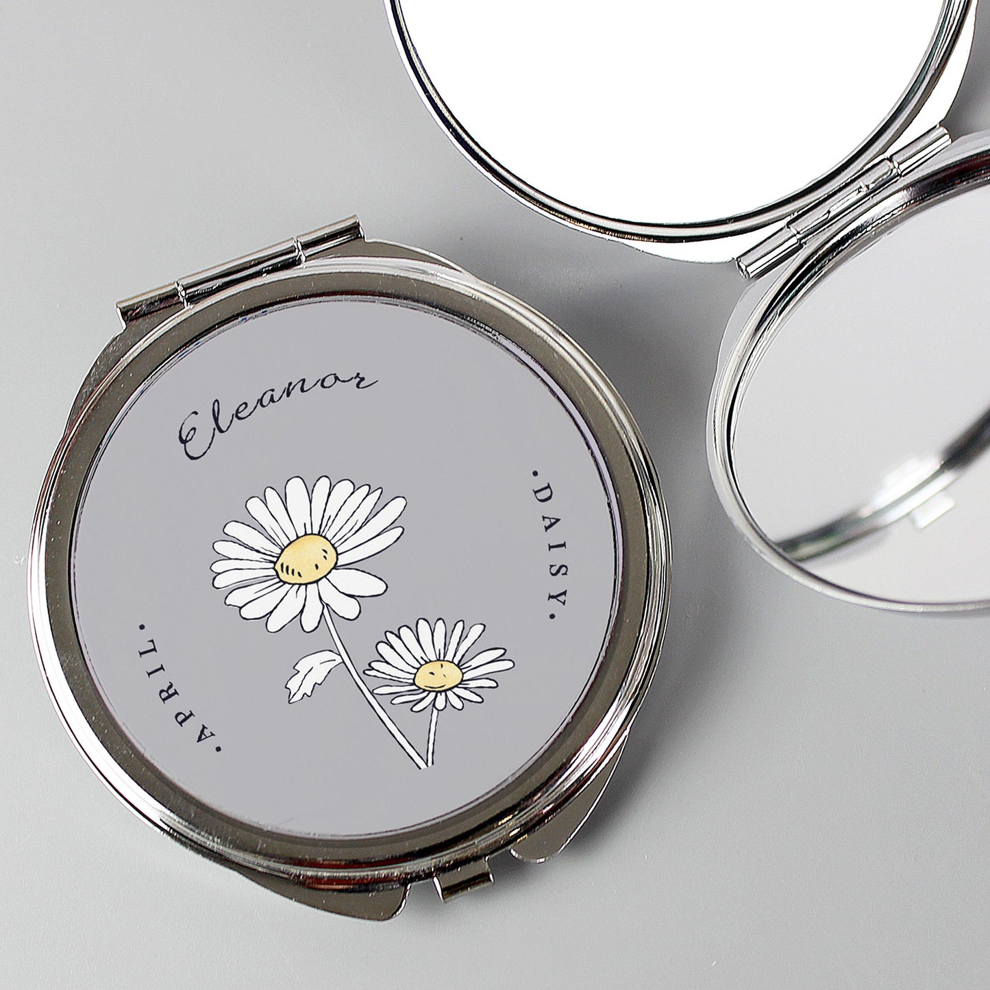 Personalised Birth Flower Handheld Compact Mirror