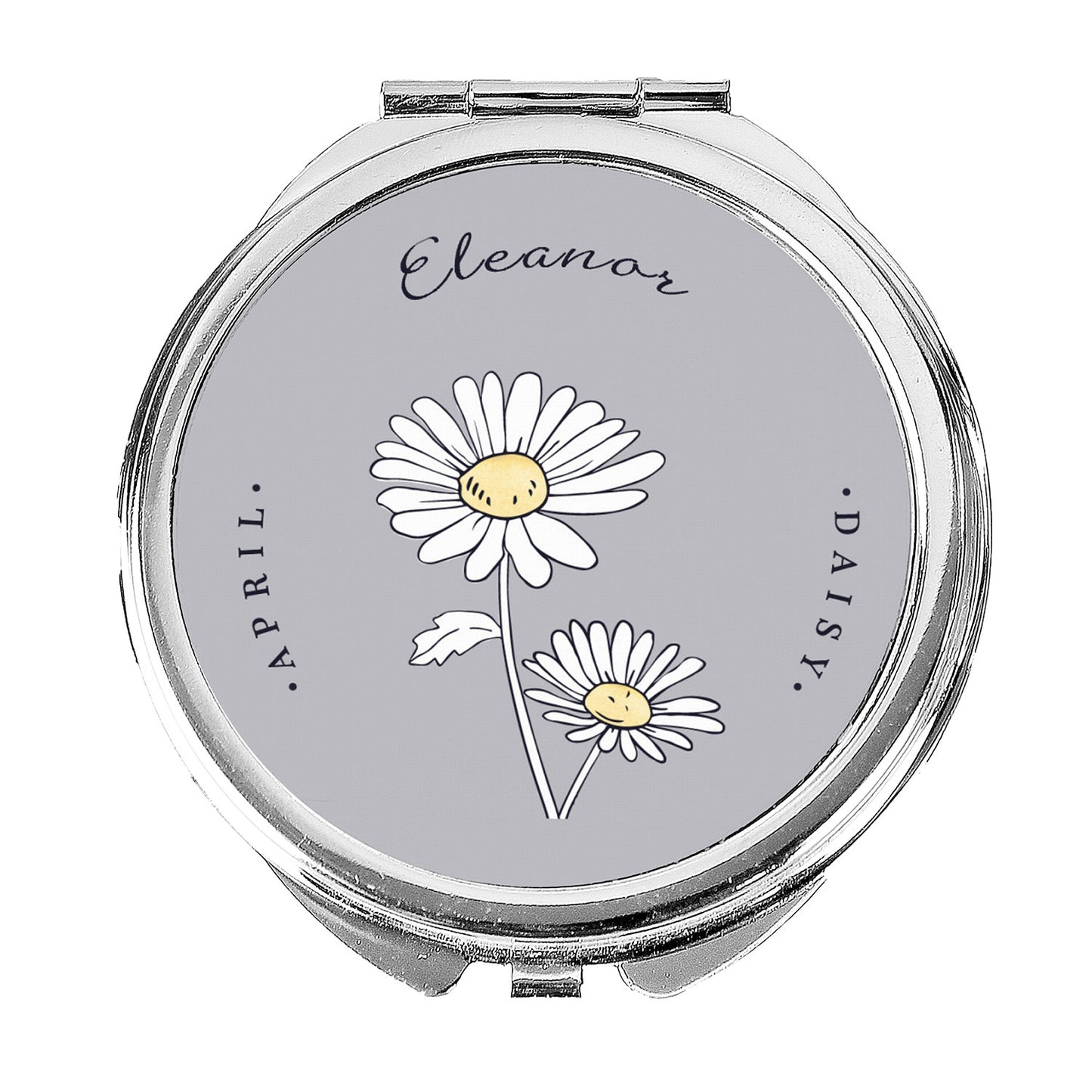 Personalised Birth Flower Handheld Compact Mirror