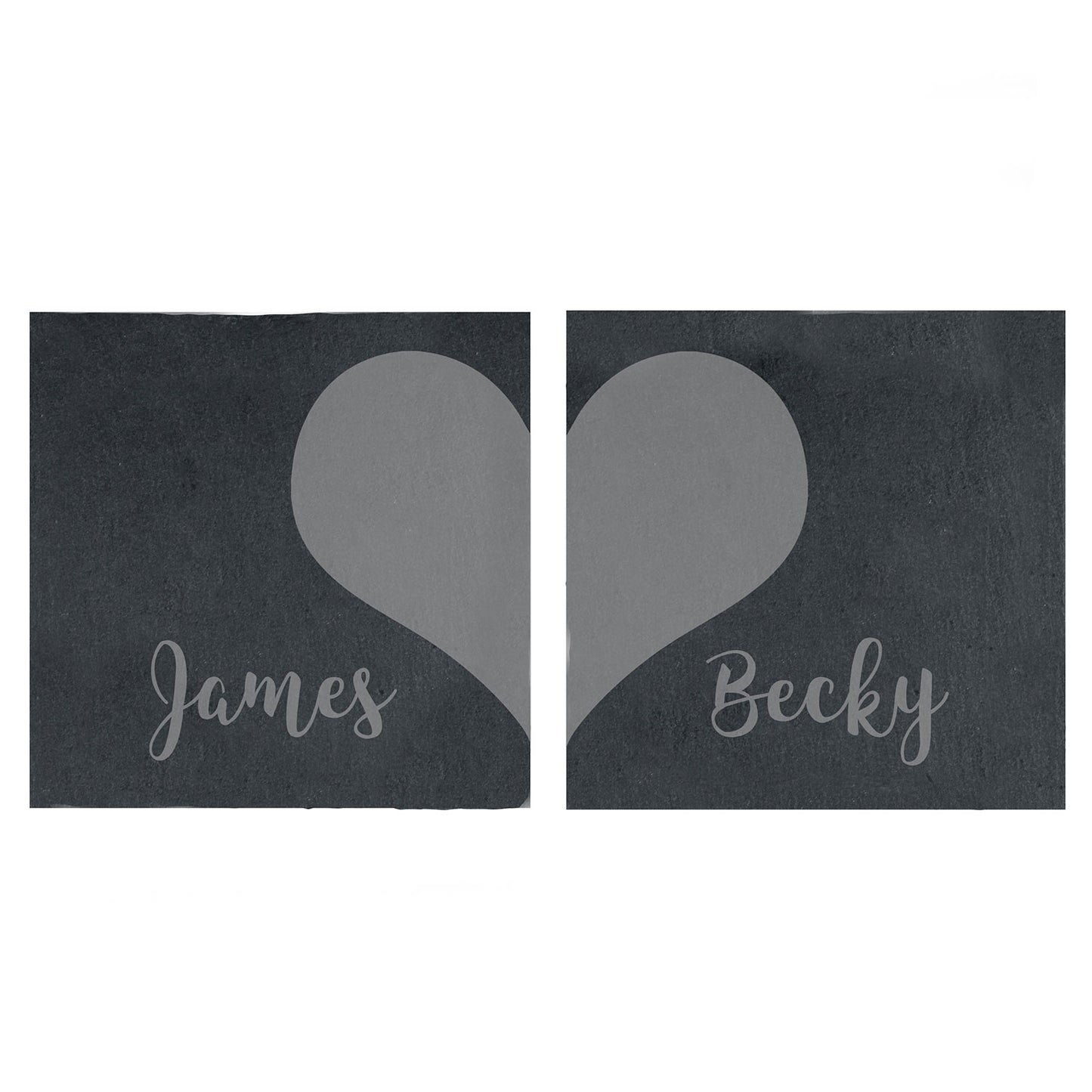 Our Personalised Two Heart Slate Coaster Set