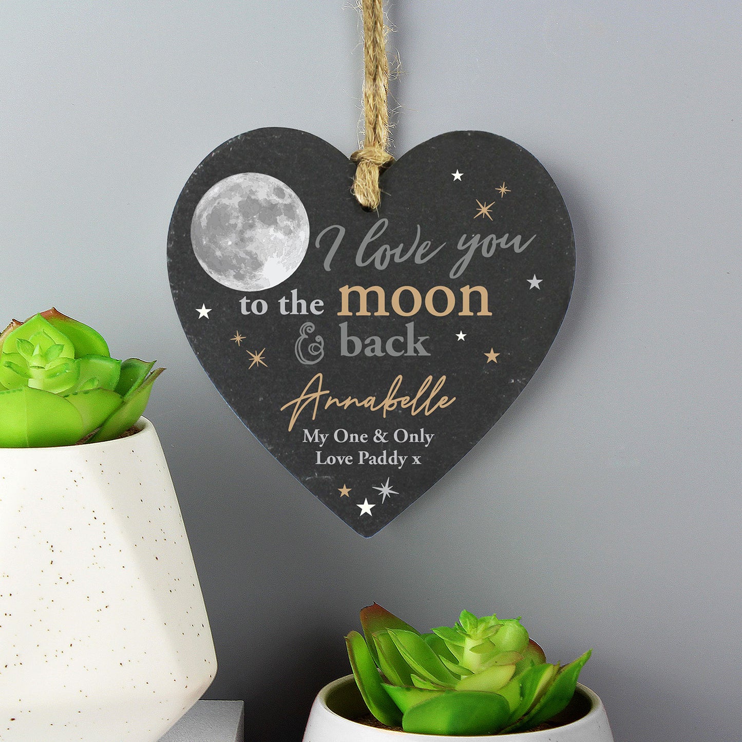 Personalised Hanging Slate Heart Decoration