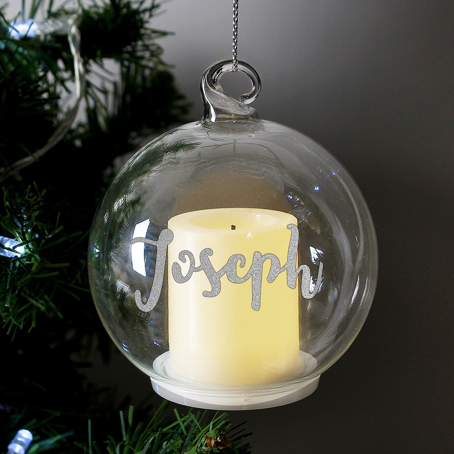 Personalised Christmas LED Candle Glass Bauble