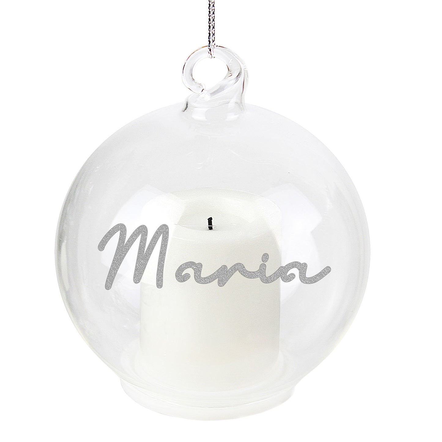 Personalised Christmas LED Candle Glass Bauble