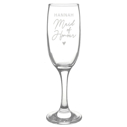 Personalised Maid of Honour Glass Flute