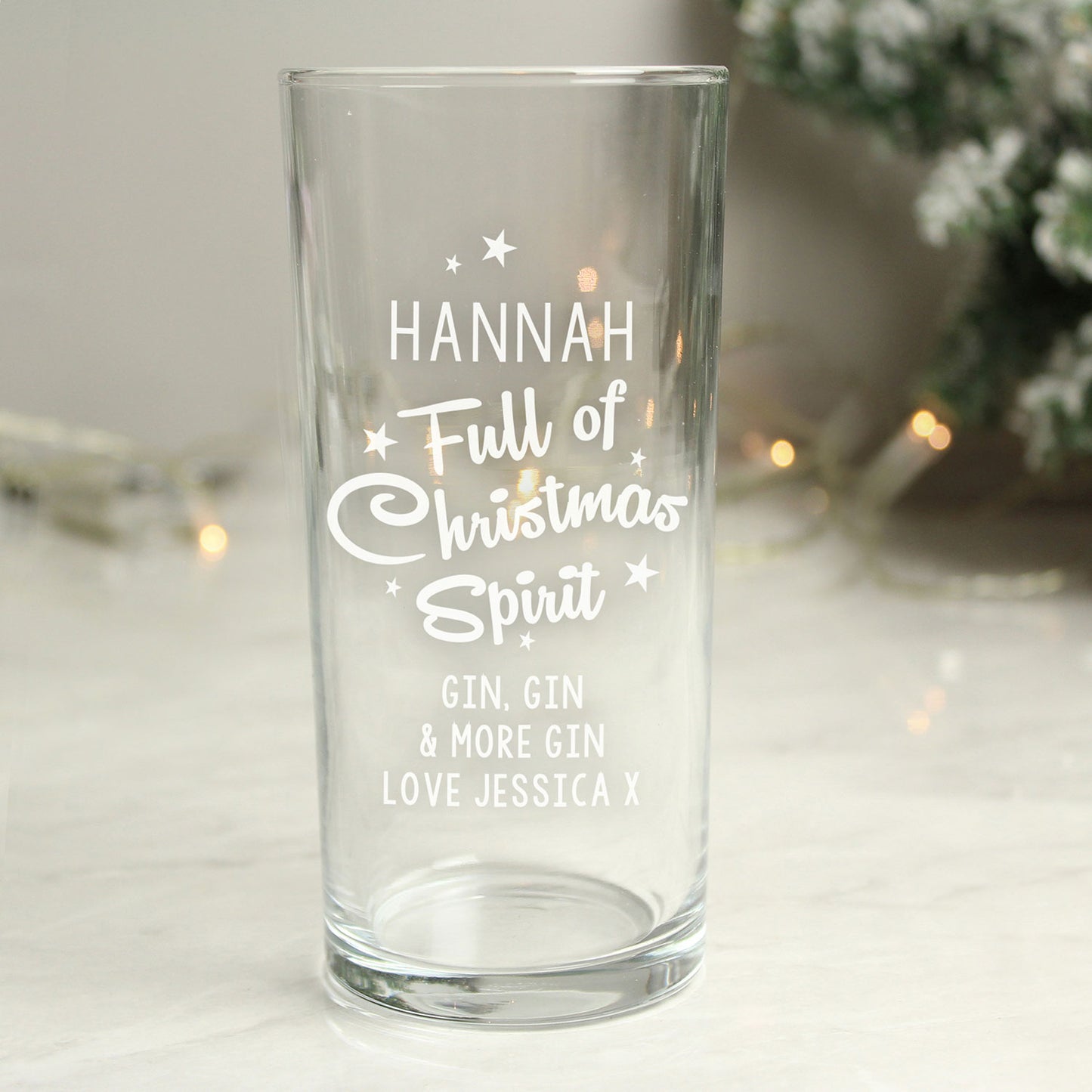 Personalised Full Of Christmas Spirit Glass