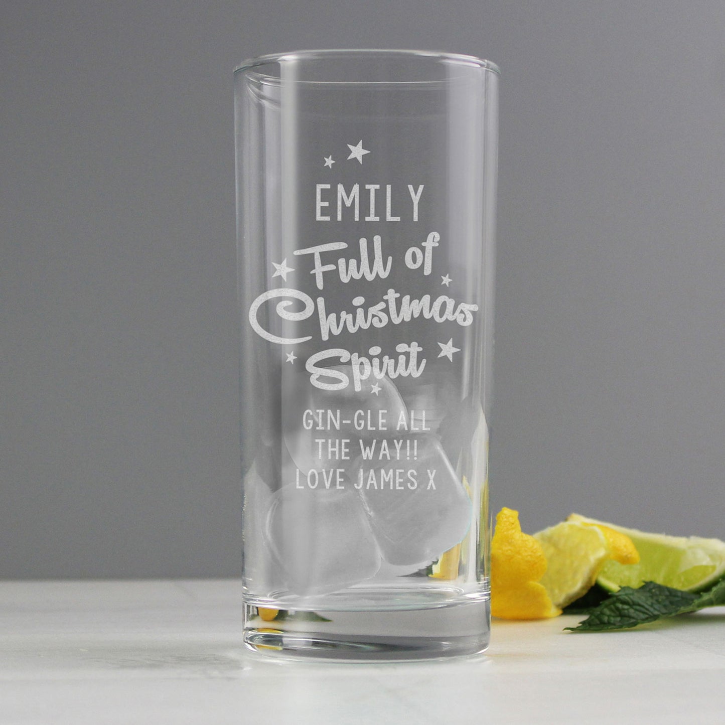 Personalised Full Of Christmas Spirit Glass