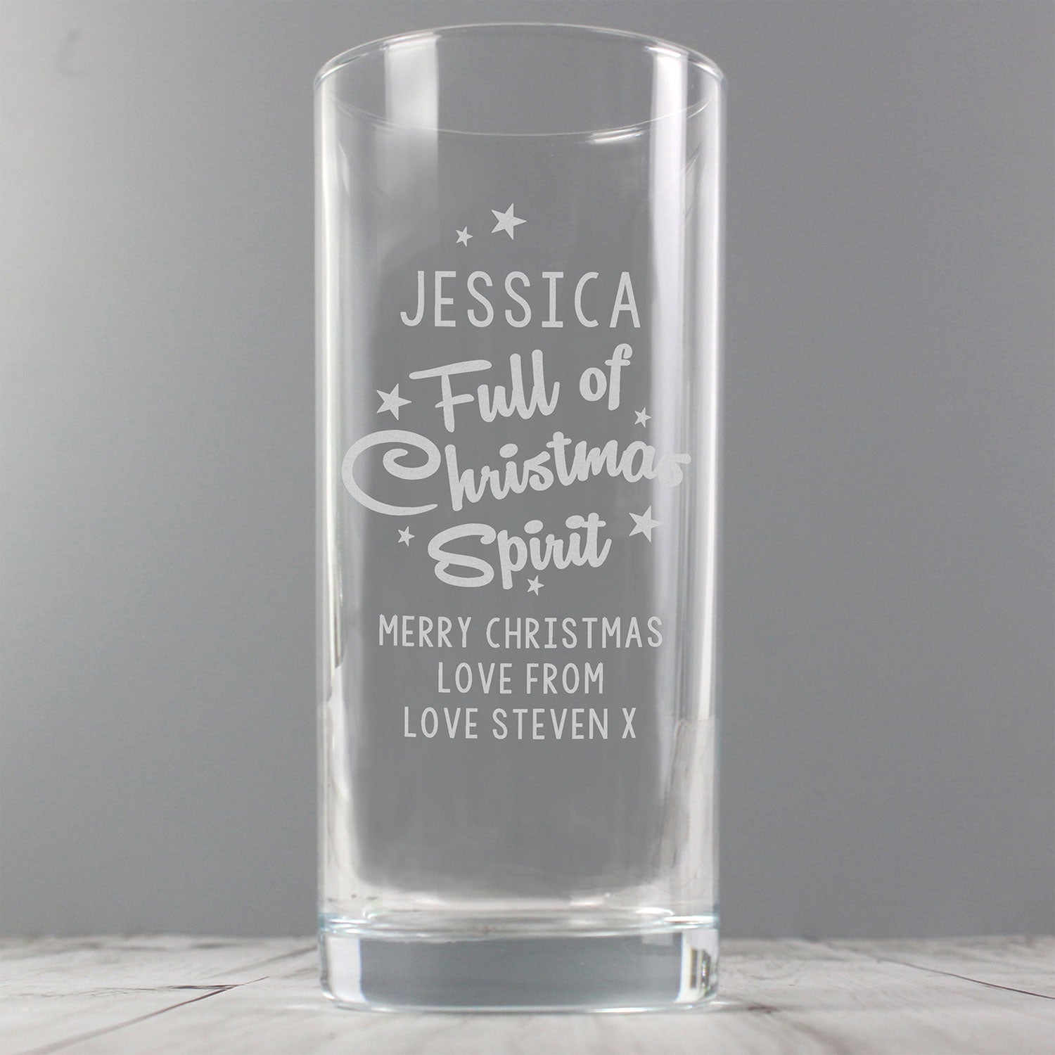 Personalised Full Of Christmas Spirit Glass Julian Charles Home