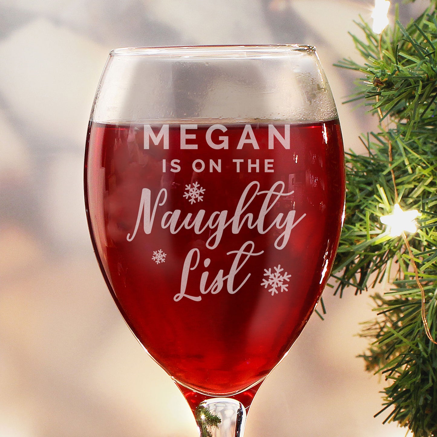 Personalised I'm On The Naughty List Wine Glass