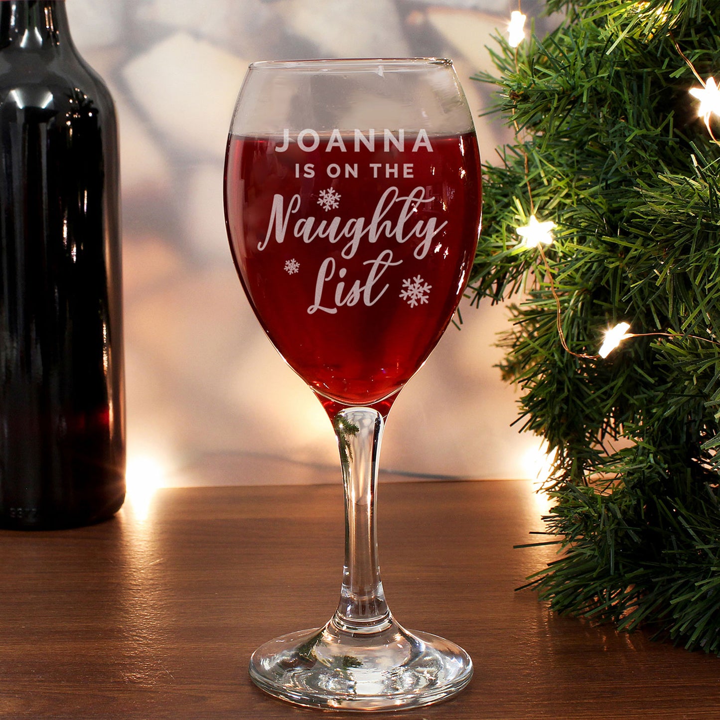 Personalised I'm On The Naughty List Wine Glass