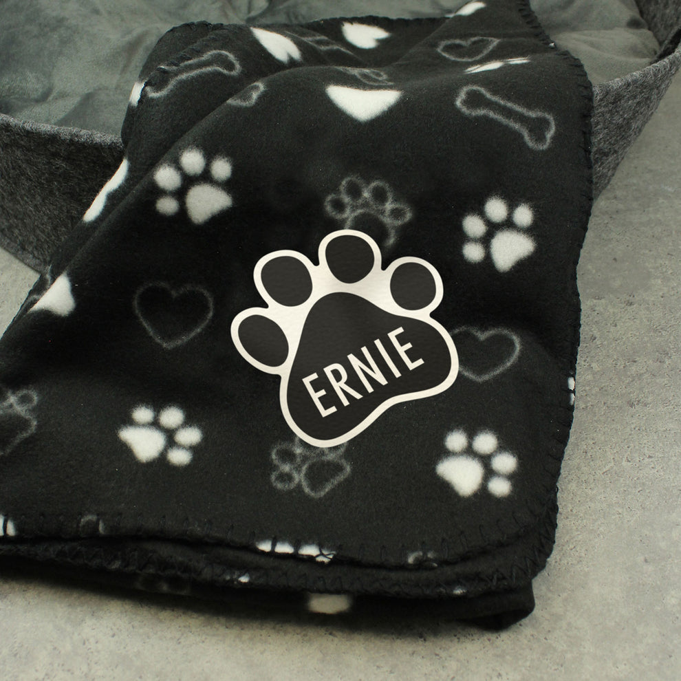 Personalised Dog Paw Print Fleece Blanket Julian Charles Home