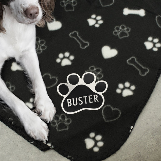 Personalised Dog Paw Print Fleece Blanket