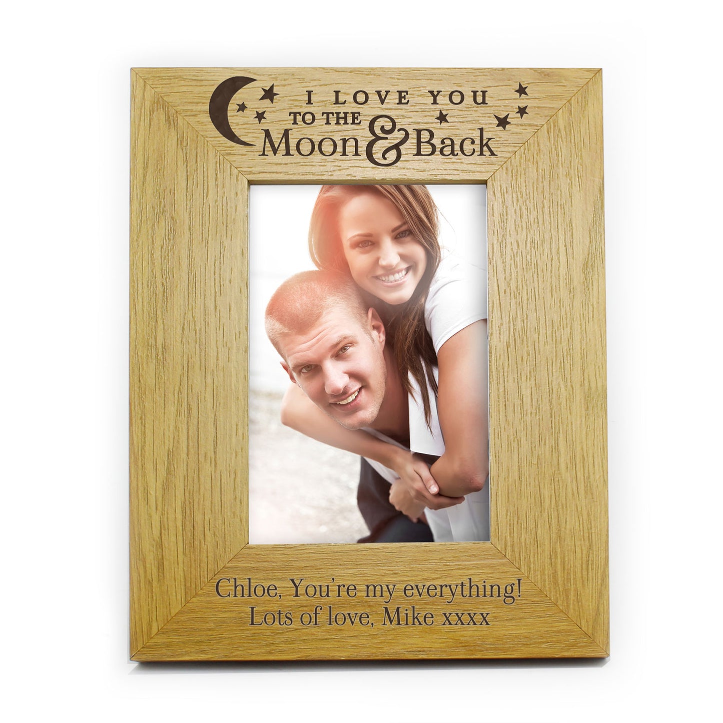 Personalised "Love You to the Moon & Back" Oak Picture Frame