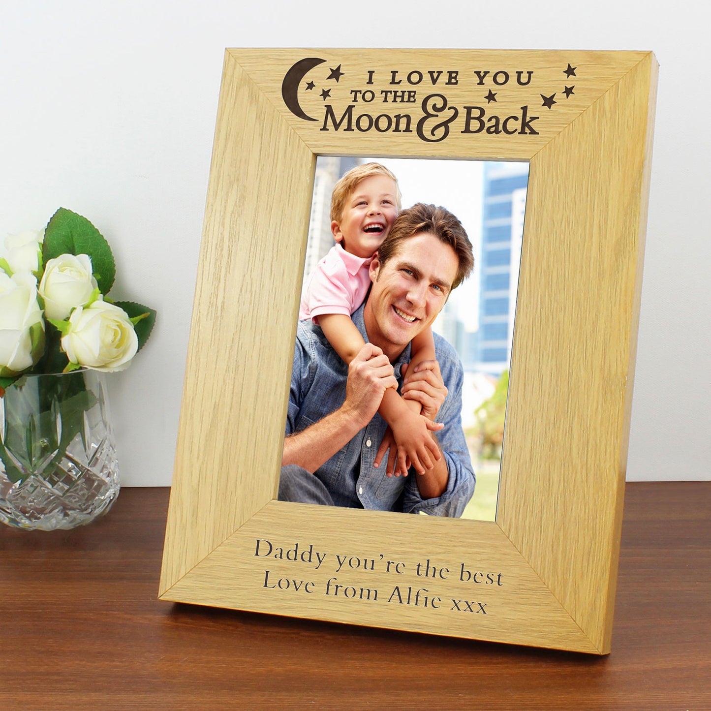 Personalised "Love You to the Moon & Back" Oak Picture Frame