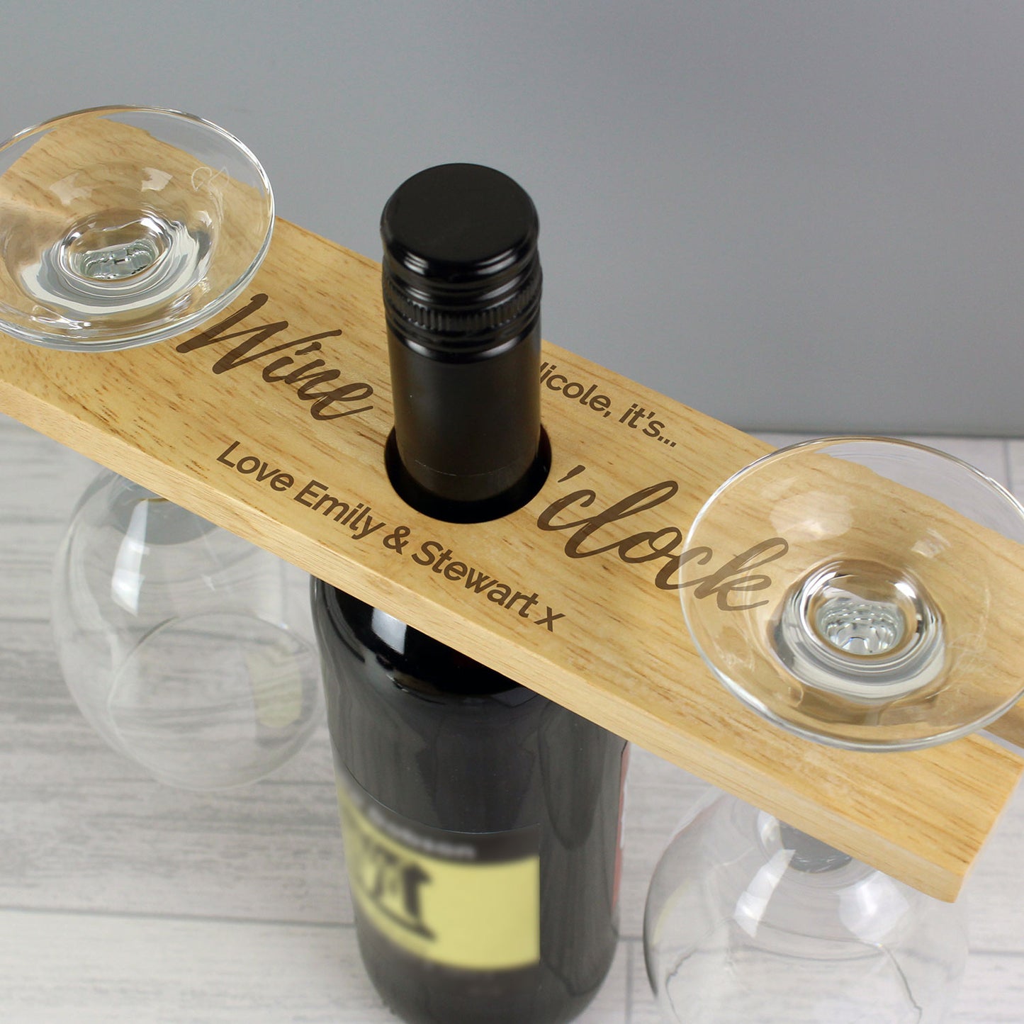 Personalised "Wine O'Clock" Glass & Bottle Butler