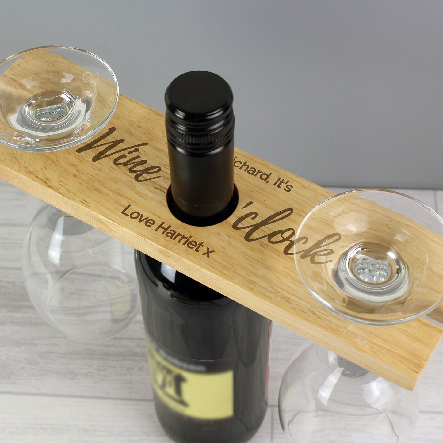 Personalised "Wine O'Clock" Glass & Bottle Butler