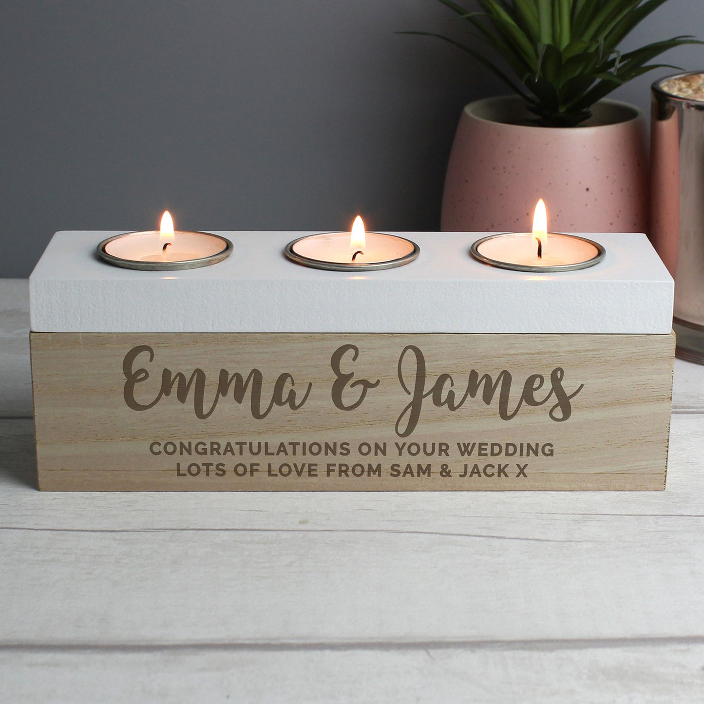 Personalised Tea Light Holder Box