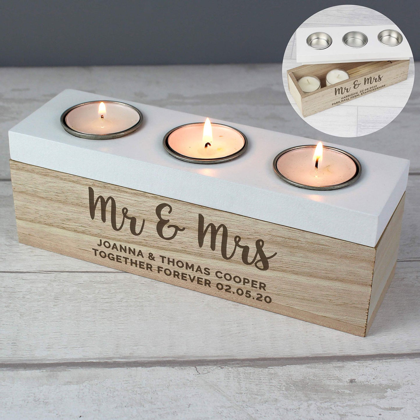 Personalised Tea Light Holder Box