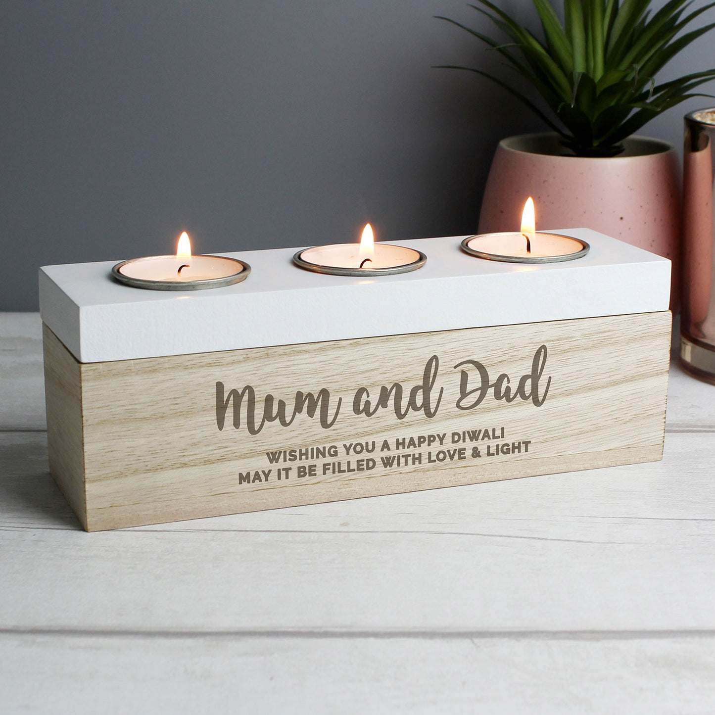 Personalised Tea Light Holder Box