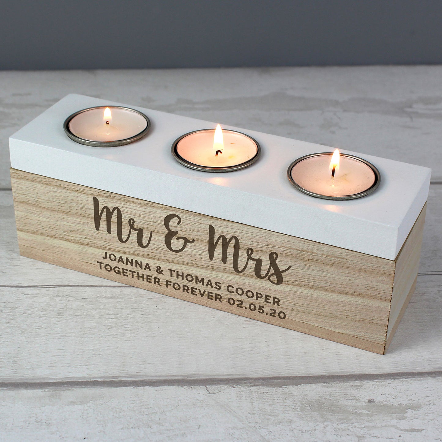 Personalised Tea Light Holder Box